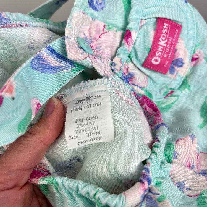 Vintage OshKosh B'gosh Green Floral Ballet Co Bunny Ruffle Overalls 3-6 Months USA