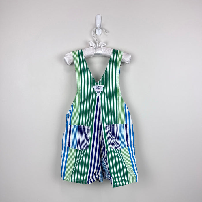 Vintage OshKosh B'gosh Mixed Blue Green Striped Shortalls 4T