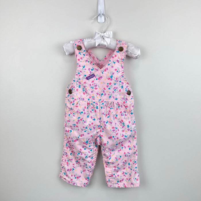 Vintage OshKosh B'gosh Pink Floral Overalls 6-9 Months USA