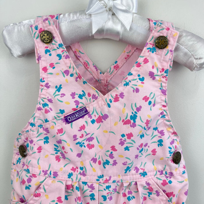 Vintage OshKosh B'gosh Pink Floral Overalls 6-9 Months USA
