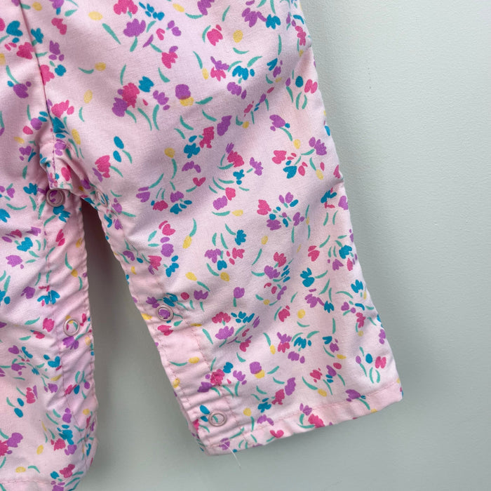 Vintage OshKosh B'gosh Pink Floral Overalls 6-9 Months USA