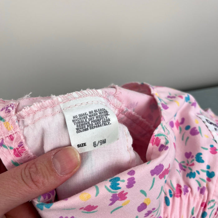 Vintage OshKosh B'gosh Pink Floral Overalls 6-9 Months USA