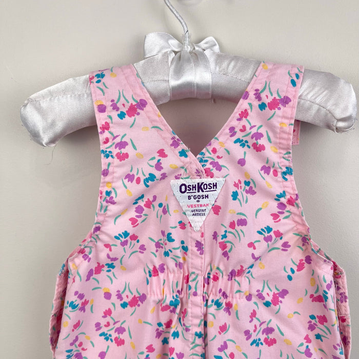 Vintage OshKosh B'gosh Pink Floral Overalls 6-9 Months USA