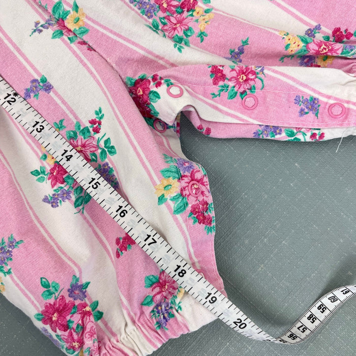 Vintage OshKosh B'Gosh Pink Striped Floral Overalls 3-6 Months USA