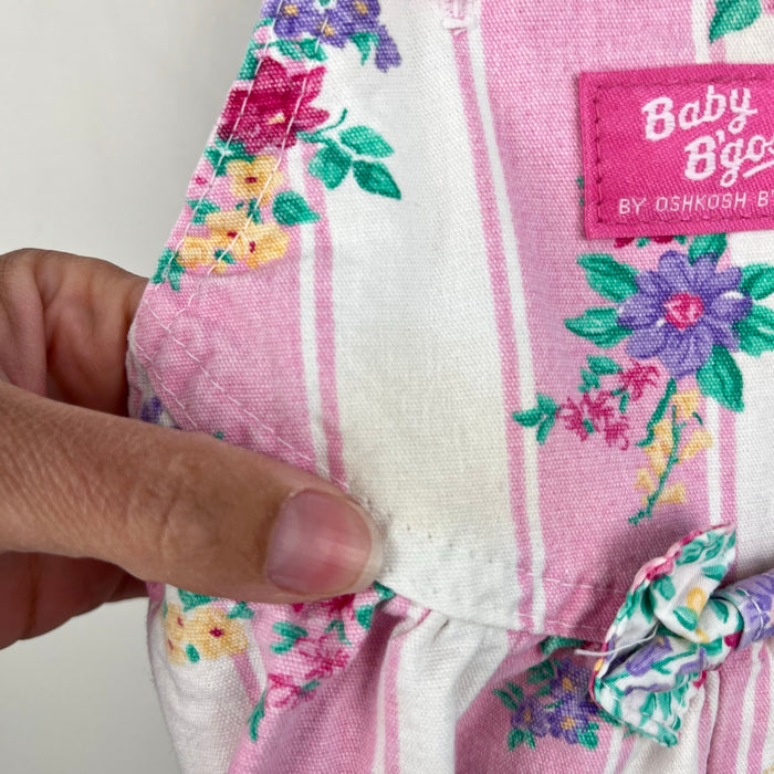 Vintage OshKosh B'Gosh Pink Striped Floral Overalls 3-6 Months USA