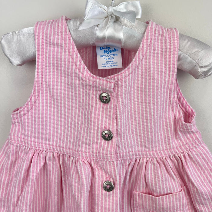 Vintage OshKosh B'Gosh Pink Striped Jumper Dress 12 Months