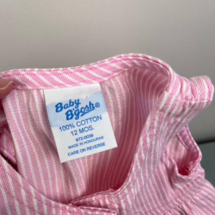 Vintage OshKosh B'Gosh Pink Striped Jumper Dress 12 Months