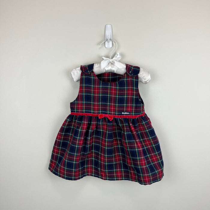 Vintage OshKosh B'gosh Plaid Bow Dress 12 Months