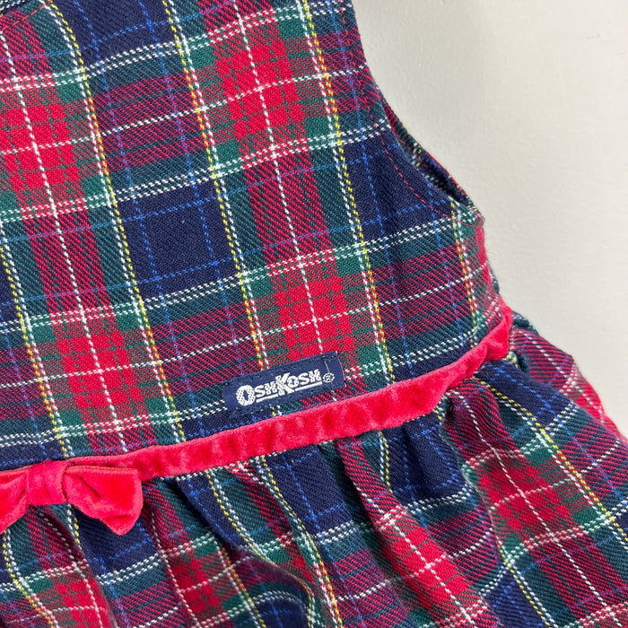 Vintage OshKosh B'gosh Plaid Bow Dress 12 Months