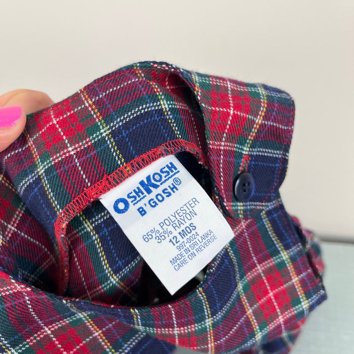 Vintage OshKosh B'gosh Plaid Bow Dress 12 Months
