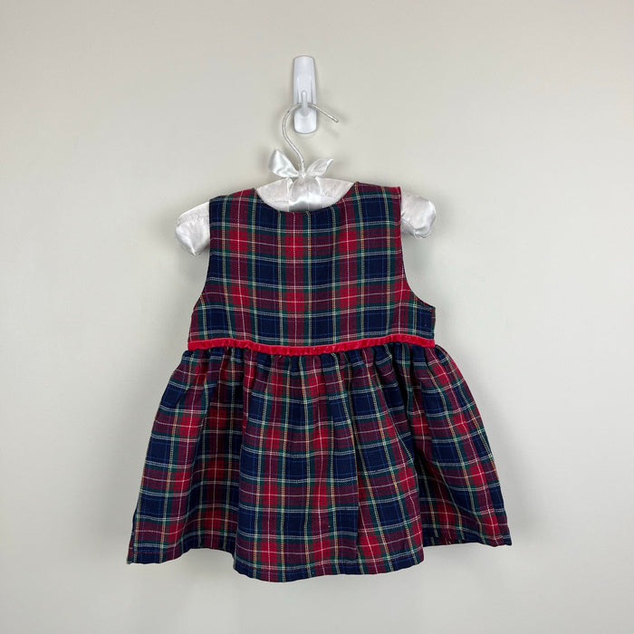 Vintage OshKosh B'gosh Plaid Bow Dress 12 Months