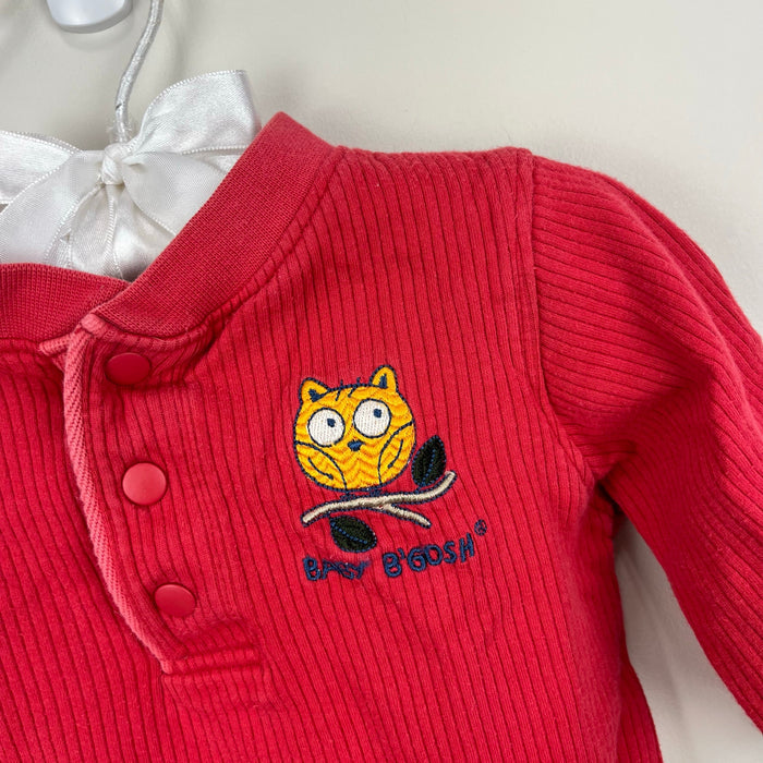 Vintage OshKosh B'gosh Ribbed Red Owl Bodysuit 6-9 Months