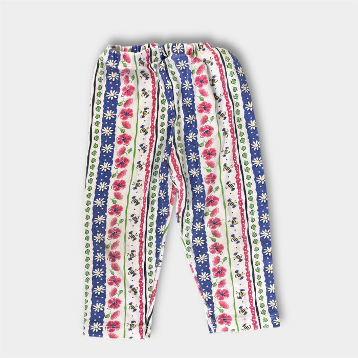 Vintage OshKosh B'gosh Striped Floral Garden Leggings 24 Months