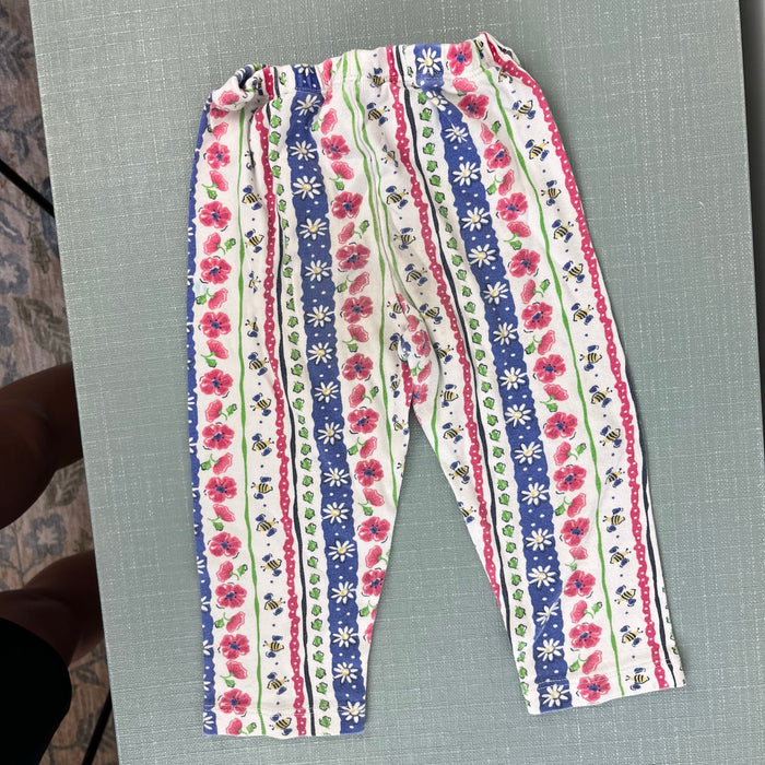 Vintage OshKosh B'gosh Striped Floral Garden Leggings 24 Months