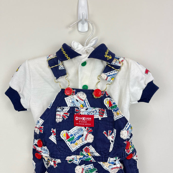 Vintage OshKosh B'gosh Worldwide Traveler Overalls Set 3-6 Months USA