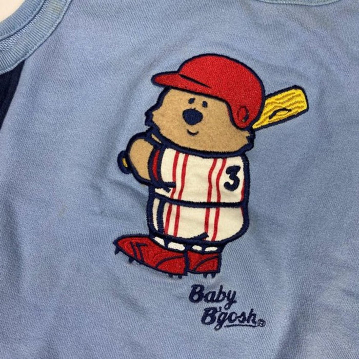 Vintage Oshkosh Blue Basbeball Bear Romper 12 Months