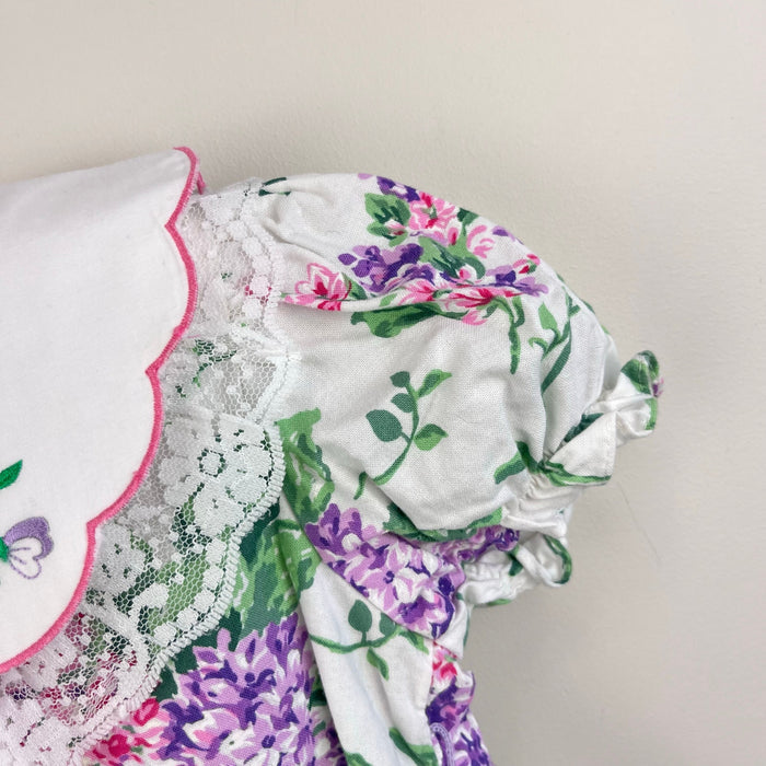 Vintage Pink Purple Floral Lace Collar Party Dress 4T