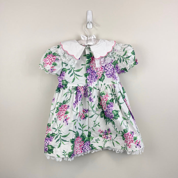 Vintage Pink Purple Floral Lace Collar Party Dress 4T