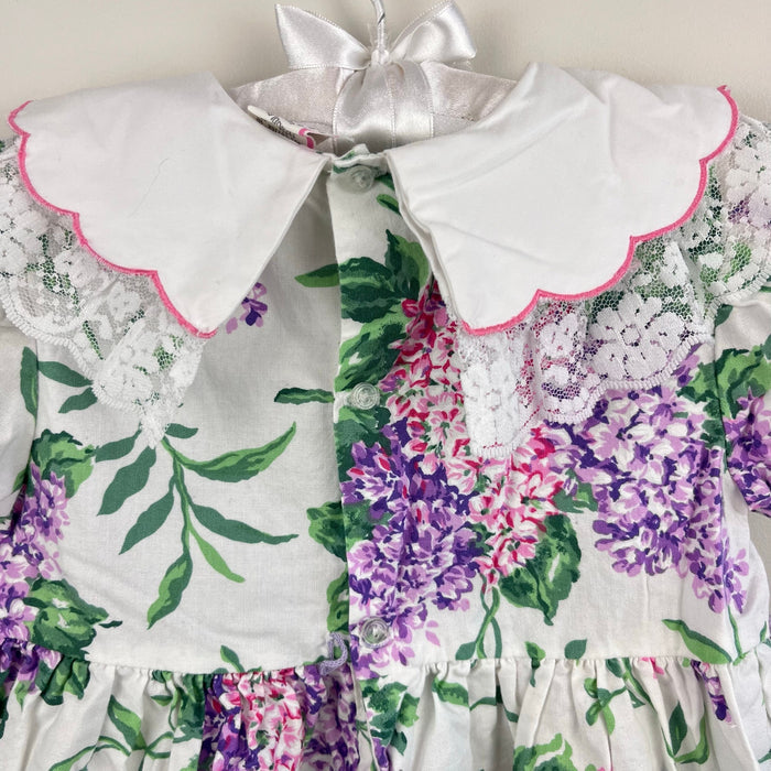 Vintage Pink Purple Floral Lace Collar Party Dress 4T