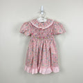 Vintage Polly Flinders Smocked Pink Floral Ruffle Dress 4T