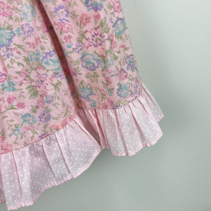 Vintage Polly Flinders Smocked Pink Floral Ruffle Dress 4T