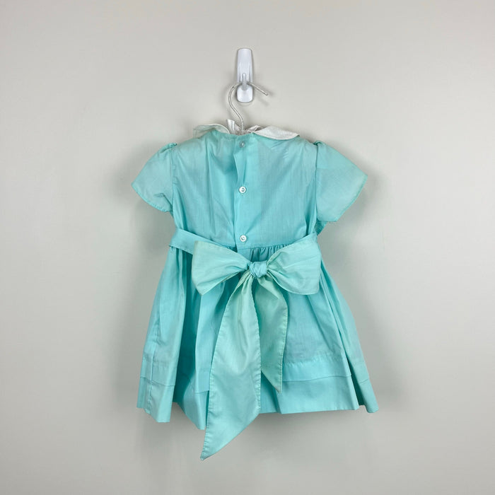 Vintage Polly Flinders Smocked Smocked Aqua Dress 2T