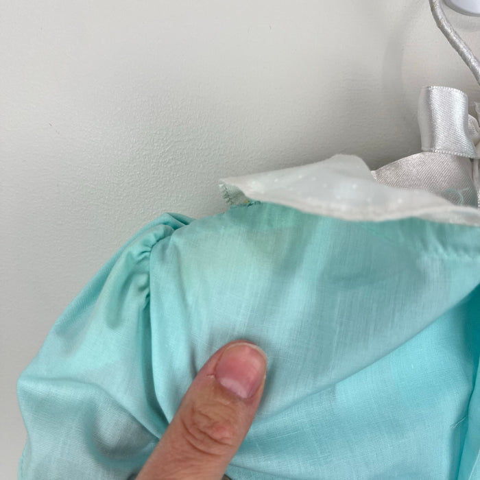 Vintage Polly Flinders Smocked Smocked Aqua Dress 2T