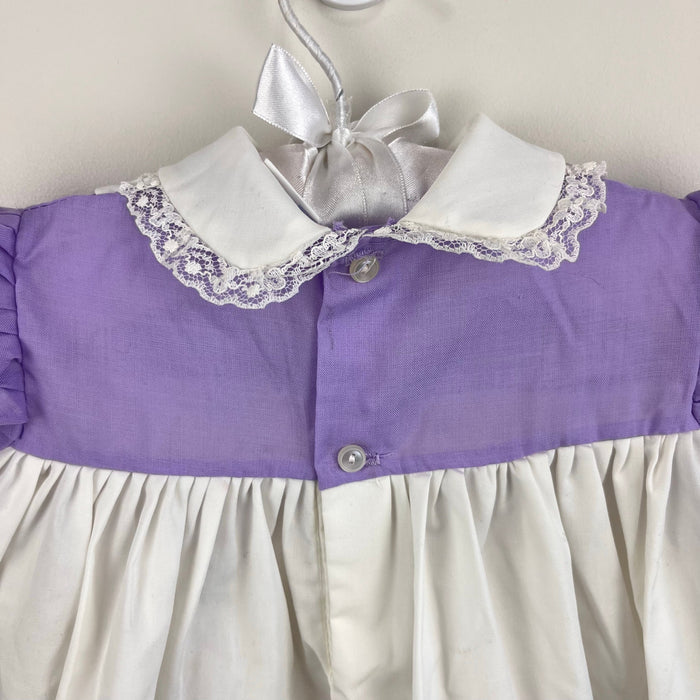 Vintage Purple Pinafore Embroidered Elephant Dress Baby Girl