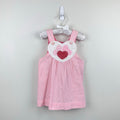 Vintage Ruth Scharf Pink Seersucker Heart Pinafore Dress 3T USA