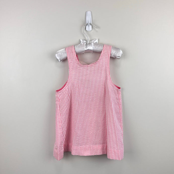 Vintage Ruth Scharf Pink Seersucker Heart Pinafore Dress 3T USA