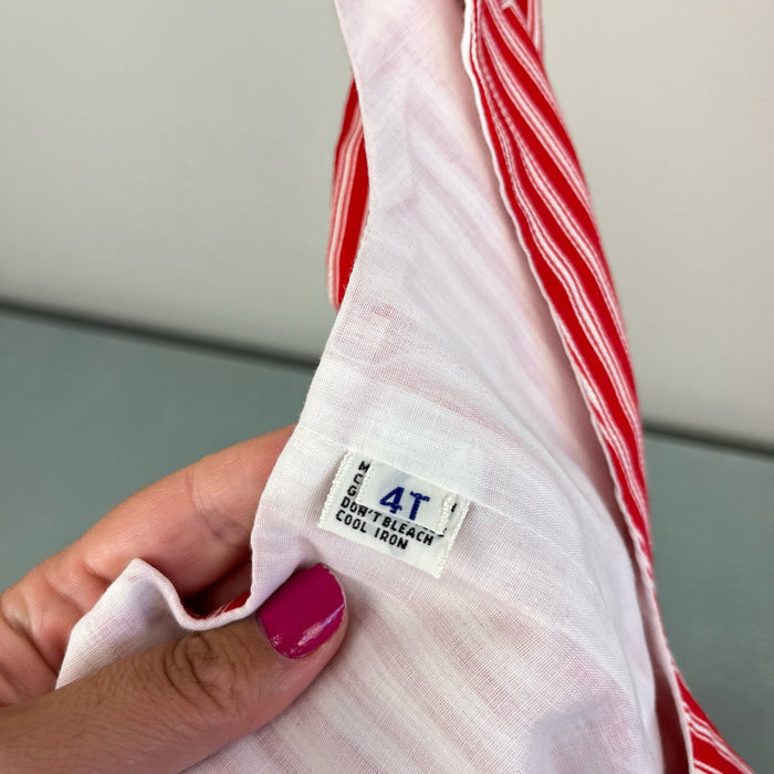 Vintage Saks Fifth Avenue Red Striped Shortall Romper Set 4T
