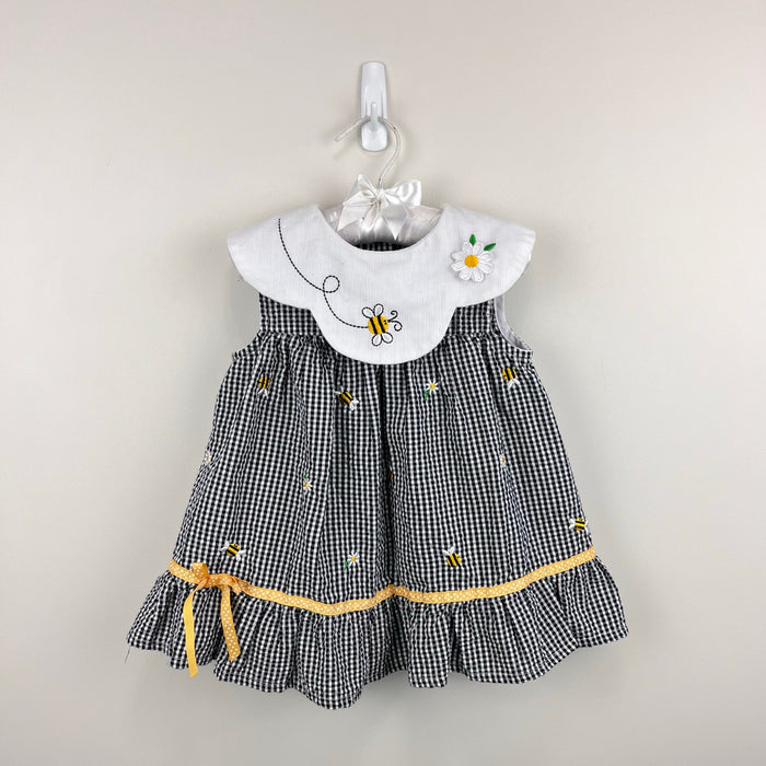 Vintage Samara Seersucker Bumblebee Flower Dress 24 Months