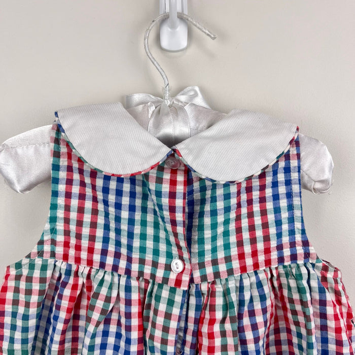 Vintage Samara Seersucker Plaid Strawberry Dress 18 Months