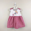Vintage Samara Seersucker Red Gingham Flower Bow Dress Baby Girl