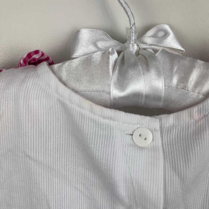 Vintage Samara Seersucker Red Gingham Flower Bow Dress Baby Girl