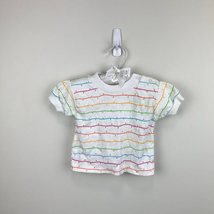 Vintage Small Stars Neon Polka Dot Stripe T-Shirt 12 Months