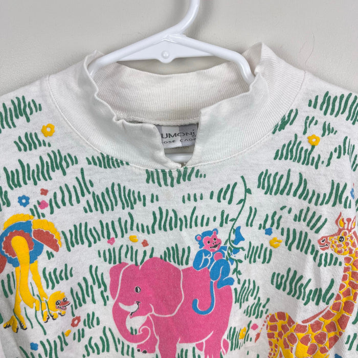 Vintage Spumoni Short Sleeve Safari Animals Puff Paint T-Shirt L 6 USA