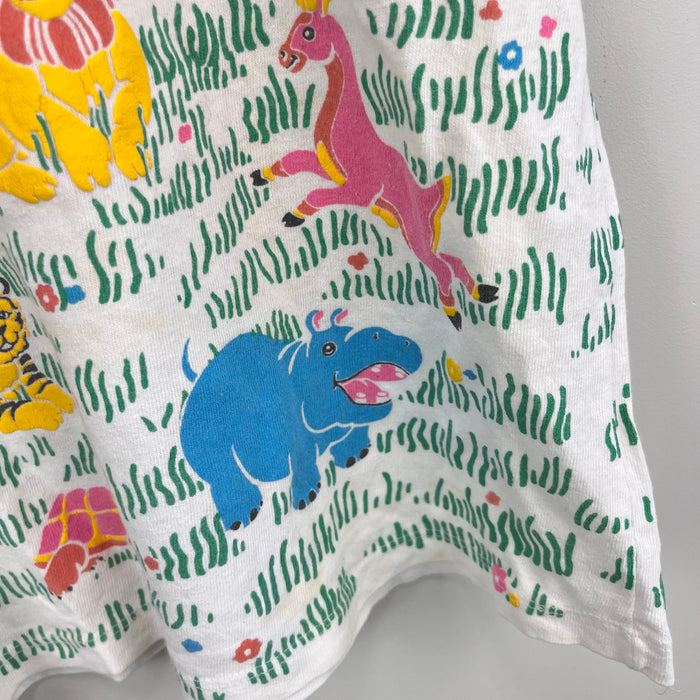 Vintage Spumoni Short Sleeve Safari Animals Puff Paint T-Shirt L 6 USA