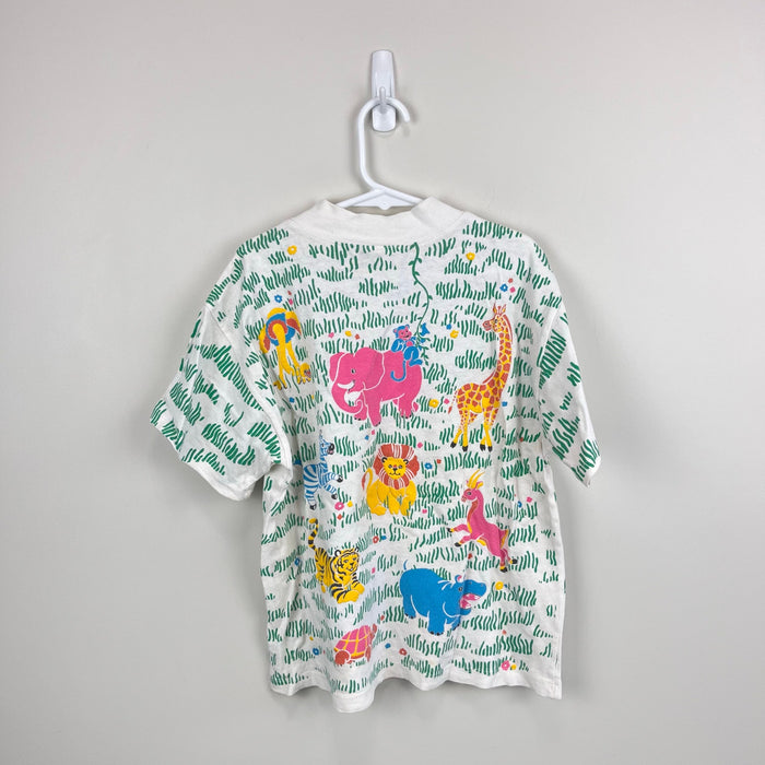 Vintage Spumoni Short Sleeve Safari Animals Puff Paint T-Shirt L 6 USA