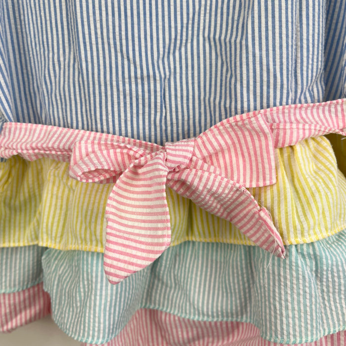 Vintage Tiny Tots Original Seersucker Ruffle Dress Set 4T