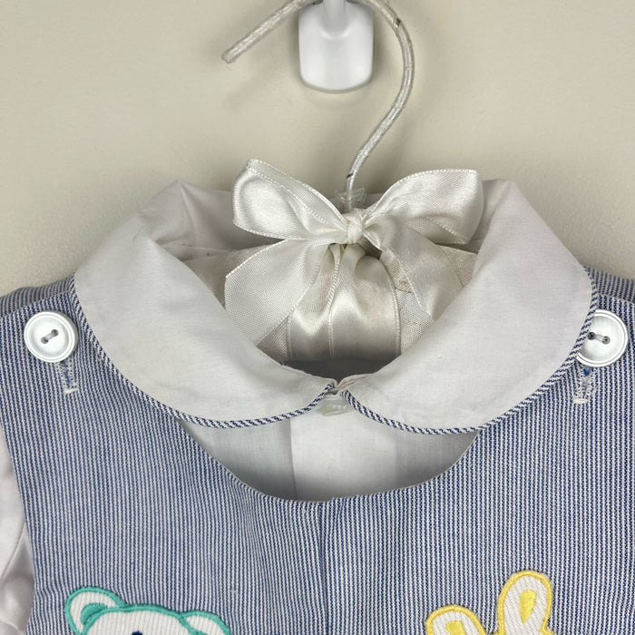 Vintage Two Piece Bunny Bear Shortall Romper 6-9 Months