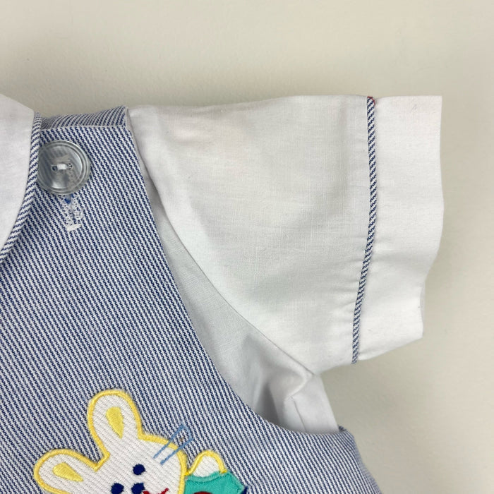 Vintage Two Piece Bunny Bear Shortall Romper 6-9 Months