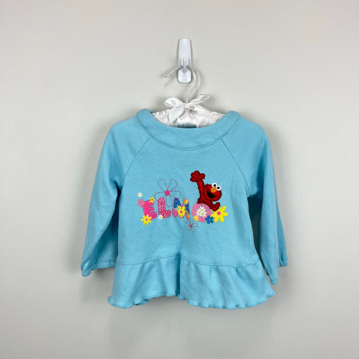 Vintage Y2K Elmo's World Long Sleeve Blue Flower Top 18 Months