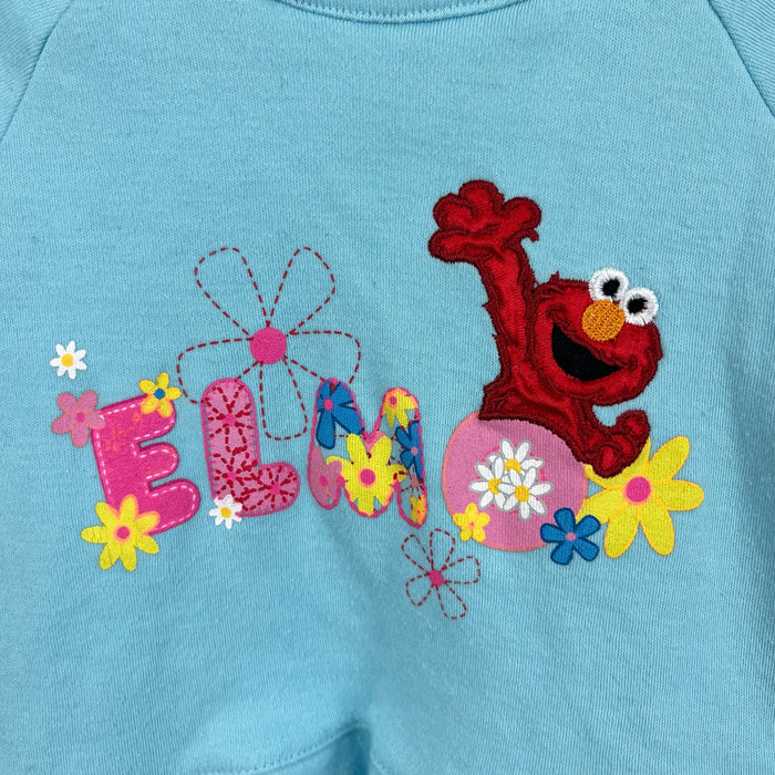 Vintage Y2K Elmo's World Long Sleeve Blue Flower Top 18 Months