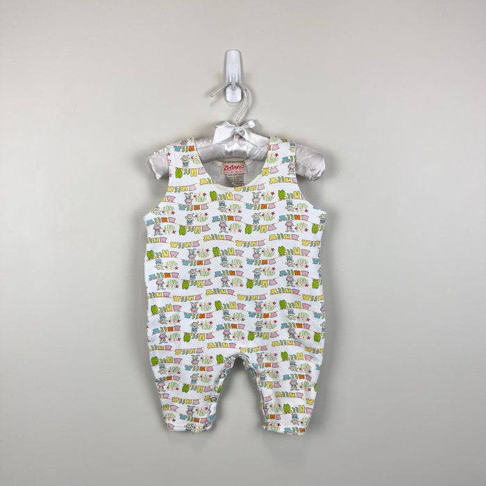 Vintage Zutano Bunny Garden Laundry Romper Overalls 6-12 Months