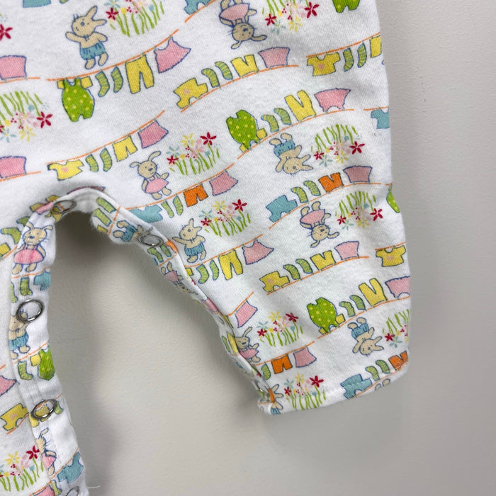 Vintage Zutano Bunny Garden Laundry Romper Overalls 6-12 Months