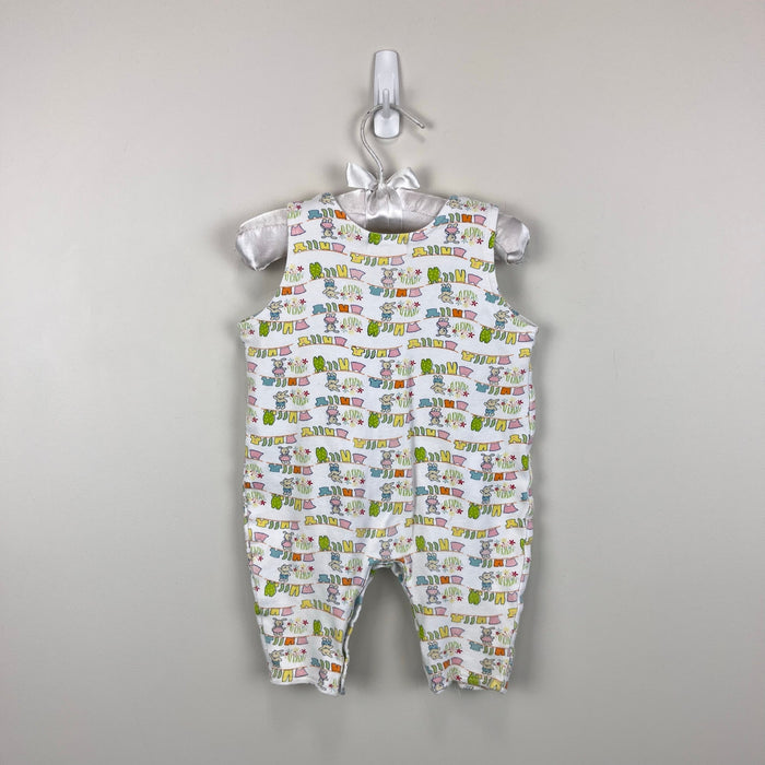 Vintage Zutano Bunny Garden Laundry Romper Overalls 6-12 Months
