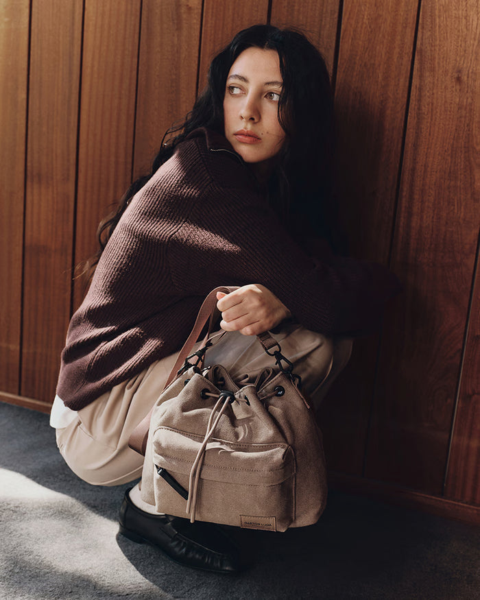 Weave Dusty Brown Spläsh Bucket Waterproof Crossbody Bag