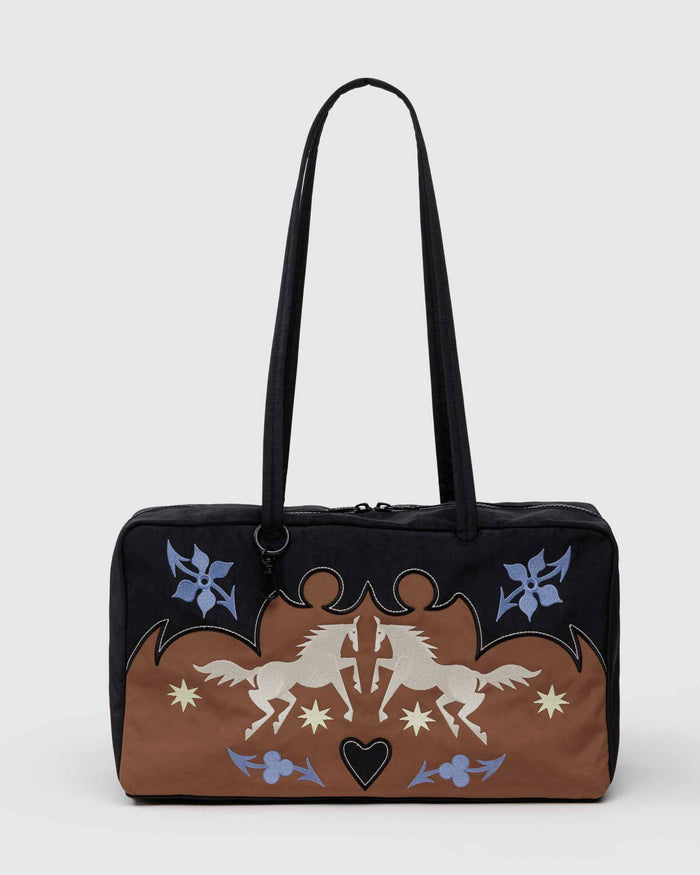 Western Appliqué Medium Nylon Bowler Bag | BAGGU | Medium Nylon Bowler Bag