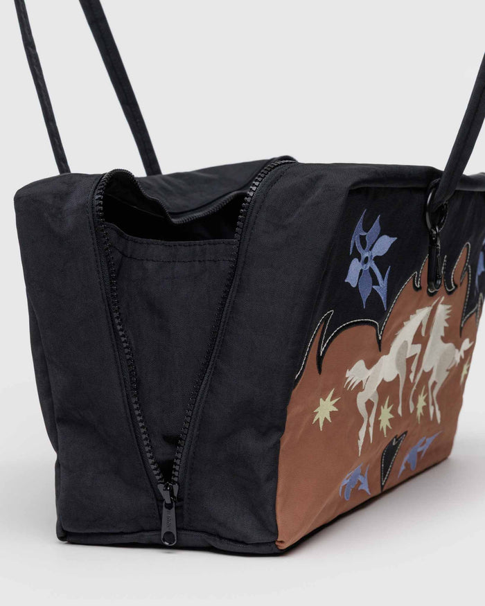 Western Appliqué Medium Nylon Bowler Bag | BAGGU | Medium Nylon Bowler Bag